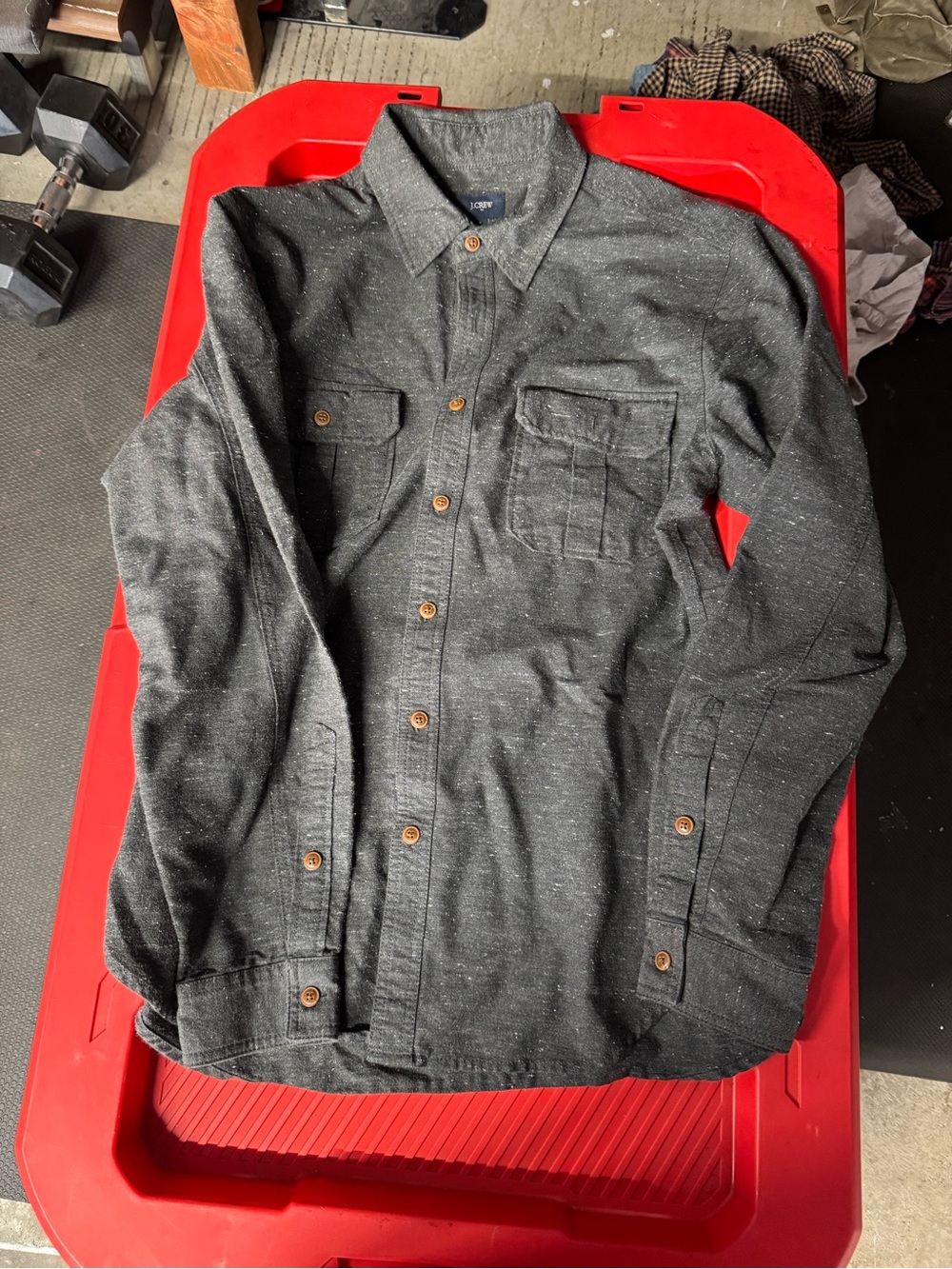 J. Crew Men's Charcoal Speckled Button-Down Shirt
